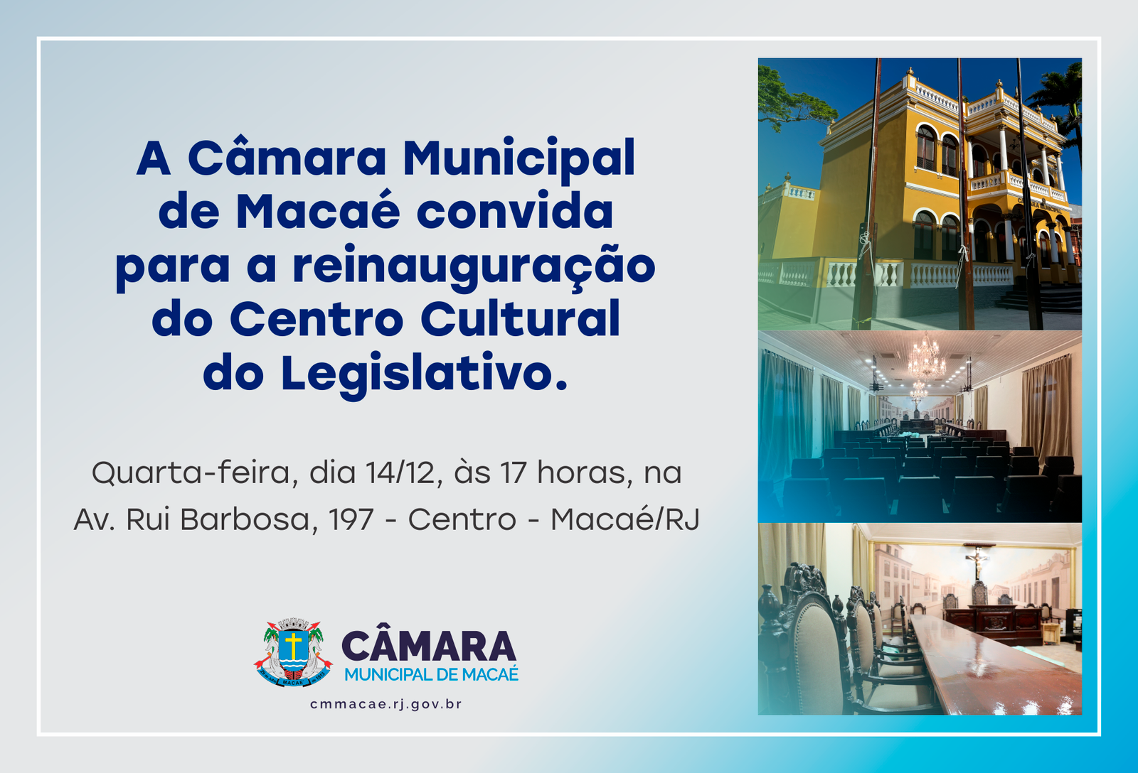 Reinauguração do Centro Cultural do Legislativo acontece nesta quarta-feira (14)